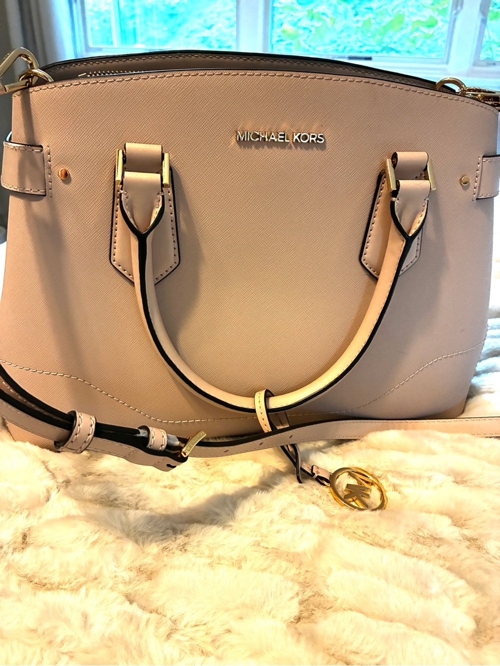 Michael Kors Blush Pink Saffiano Leather Satchel with Gold Hardware. NWOT